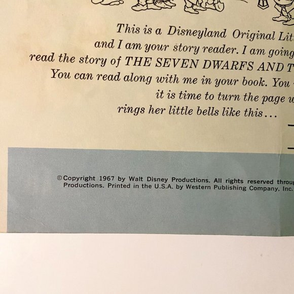 Vintage 1967 Disney The Seven Dwarfs 7 Inch Record and Book - Picture 7 of 15